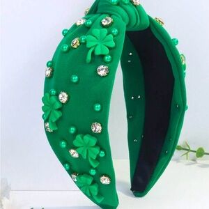 NWT Emerald Green Hair Accessory with Crystals and Floral Embellishments
